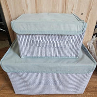 Foldable Non-Woven Big and Small Storage Basket Bins Wardrobe Closet Organizer (Pack of 2)