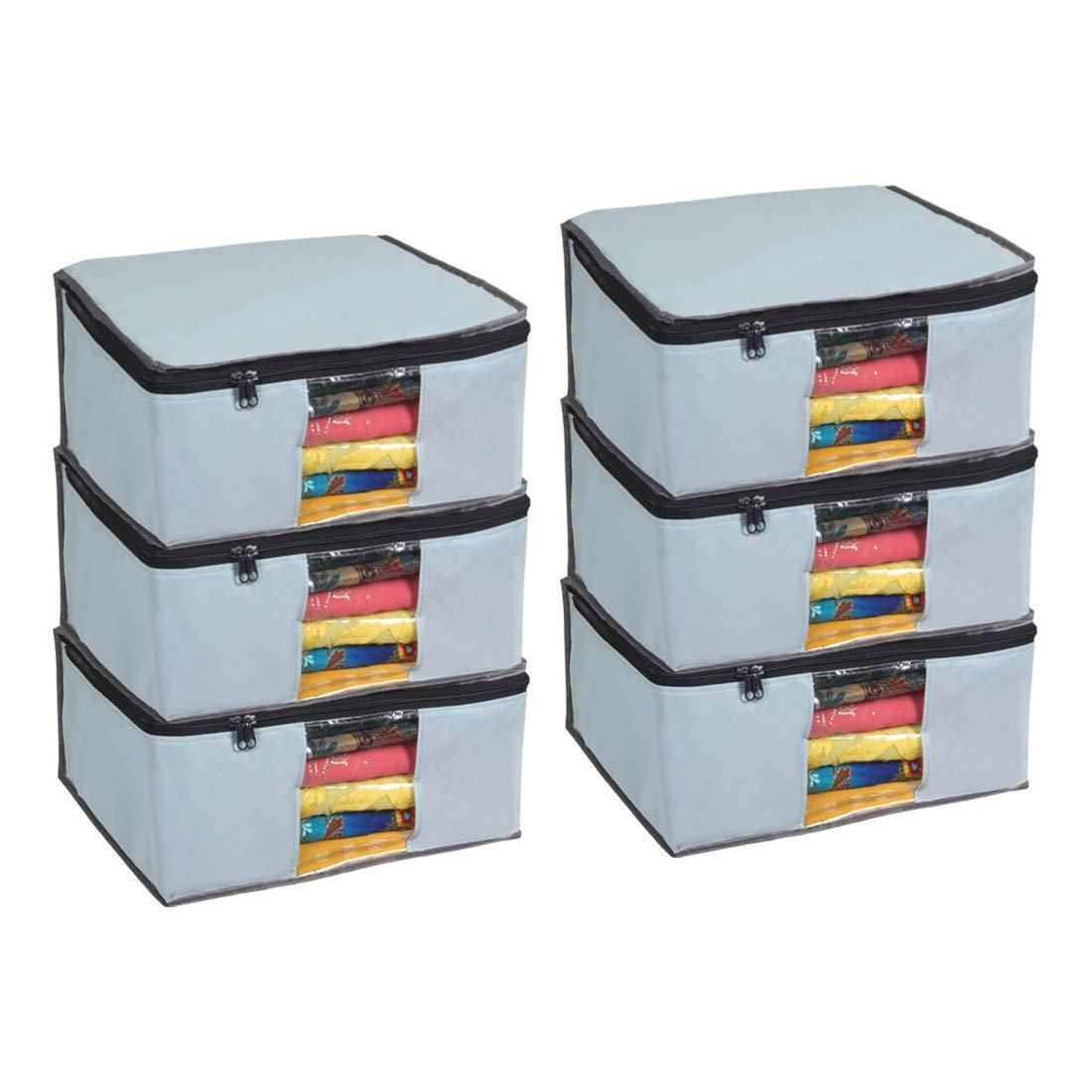 Saree Cover - Solid Non Woven Saree Cover for Wardrobe (Pack of 6)